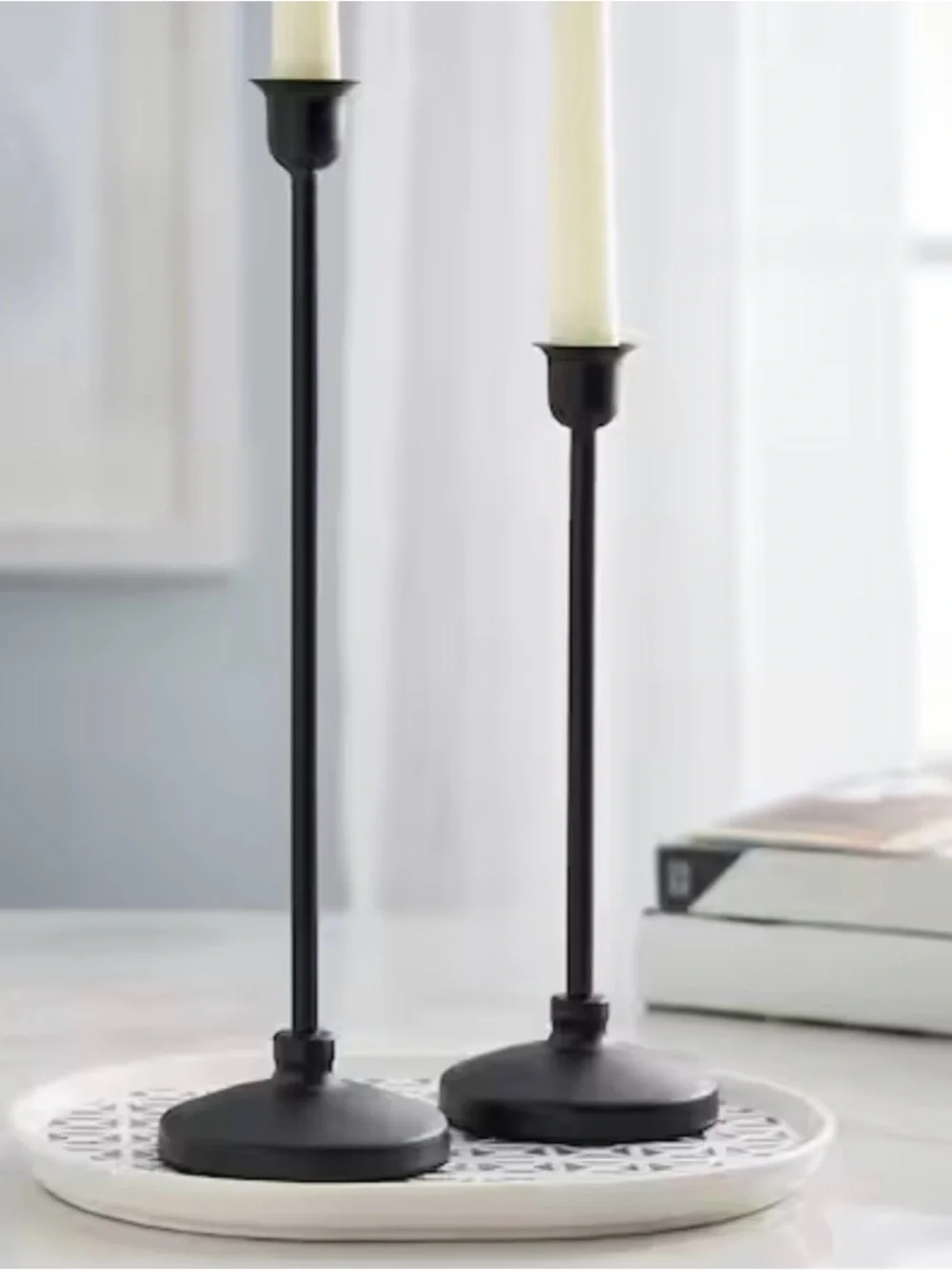 Black Metal Taper Candle Holders - Set of 3